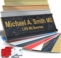Personalized Name Plate with Choice of Mounting Holders for Walls, Doors, Cubicles, Hanging and More - Custom Charocaol Marble Plastic Gold Letters - USA Made 2x6 - S6