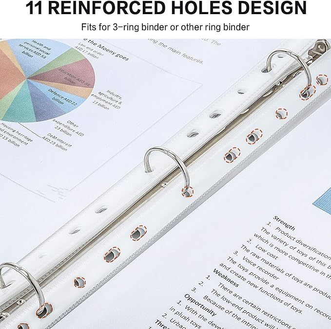 Sheet Protectors, PANDRI 400 Pack Clear Heavy Duty Plastic Page Protectors Sheet Reinforced 11-Hole Fit for 3 Ring Binder Fits Standard 8.5 x 11 Paper, 9.25 x 11.25 Top Loaded, Excluding Acid