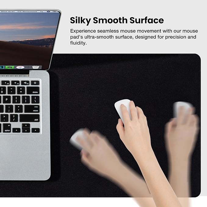 ALOANES Large Gaming Mouse Pad with Non-Slip Rubber Base,Stitched Edge,Desk mat for Laptop,Computer & PC, Wristing Pad for Gamer,Office & Home,Classic Black XL 27.6''x 11.8''x 0.12''