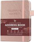 Legend Planner Address Book with Alphabetical Tabs – Mini Telephone Contacts Book for Phone Numbers, Addresses, Passwords, Small (Rose Gold)