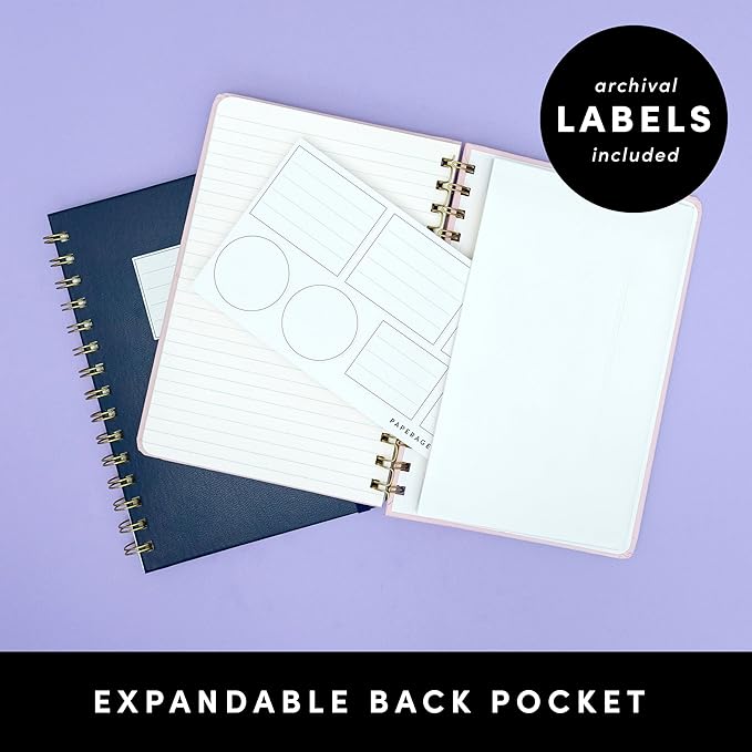 PAPERAGE Lined Spiral Journal Notebook, (Black), 160 Pages, Hardcover Journal for Women & Men, Medium 5.5 in x 8 in - 100 GSM, Thick Paper, Spiral Notebook for Work, School & Journaling