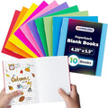 Hygloss Blank Books - Bulk 10 Pack – 4.25" x 5.5" A6 Assorted Colors – Paperback Blank Books for Kids to Write Stories, Doodle Art – Plain Drawing Sketchbook, Unlined Journal, Notebook Without Lines