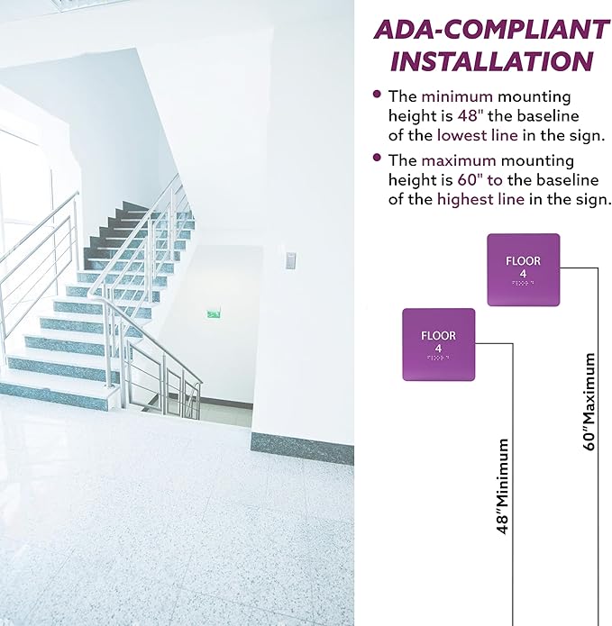 Coffee ADA Floor 4 Sign with Braille – Made from Durable Acrylic and Ready to Mount
