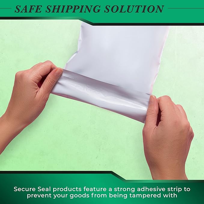100 Pack Secure Seal White Poly Mailers Shipping Bags - Safe Shipping with 14x17 Mailers Poly Bags - E-Commerce Poly Bags for Shipping - Self Sealing 2 Mil Poly Shipping Envelopes