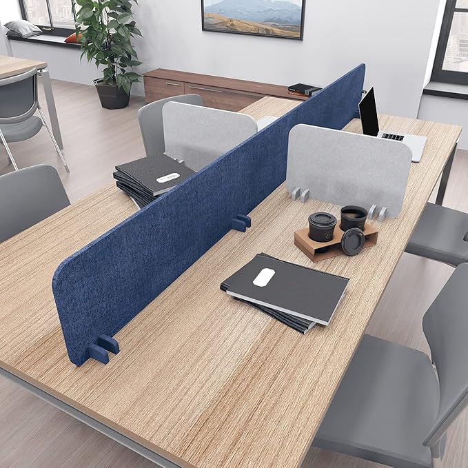 Escape 12" Freestanding Desk Divider | Eco-Friendly Acoustic Privacy Screen | Noise Reducing Desk Partition | 71" Wide | White