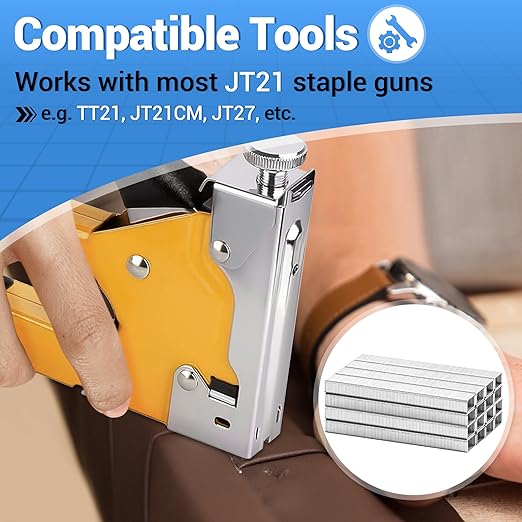 meite JT21 Staples, 5/16 Inch Galvanized Fine Wire Staples for Staple Gun - 7/16" Crown JT21 Staple Refill, Ideal for Upholstery, Crafts, Furniture (5 Boxes)