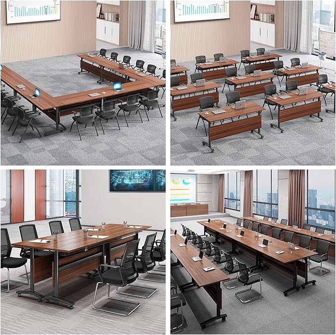 czxhaery Conference Room Table,Flip Top Conference Table The Folding Conference Table with Silent Wheels is Convenient and Fast,Mobile Training Table (4pack 160 * 60 * 75)
