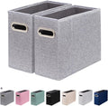 ComfortKeeper 2 Packs Letter Size File Organizer, File Folders Organizer, Fabric Storage Box, Collapsible Paper Organizer with Metal Handle, Smooth PVC Rails, Only Box (Gray)