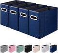 ComfortKeeper 4 Packs Letter Size File Organizer, File Folders Organizer, Fabric Storage Box, Collapsible Paper Organizer with Metal Handle, Smooth PVC Rails, Only Box (Blue)