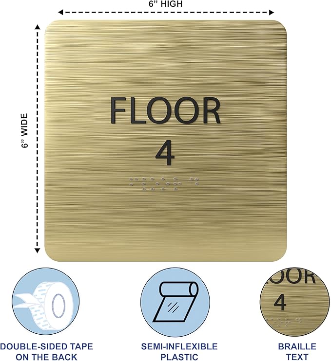 Coffee ADA Floor 4 Sign with Braille – Made from Durable Acrylic and Ready to Mount