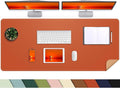 AFIING Leather Desk pad Protector, Large Desk mat with Natural Cork & PU Leather,Mouse pad,Non-Slip Office Desk Mat,Waterproof Desk Writing Pad for Office and Home (47in*23in, Orange)