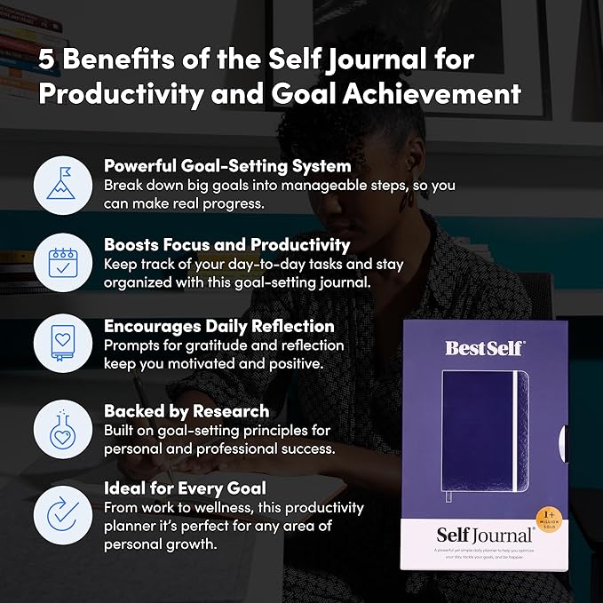 BestSelf 13-Week Self Journal & Goal Planner – Undated Daily ADHD-Friendly Journal for Men & Women | Productivity, Gratitude, Reflection & Habit Tracker | 2026 Life Organizer with Prompts, Grey Mist