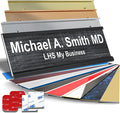 Personalized Name Plate with Choice of Mounting Holders for Walls, Doors, Cubicles, Hanging and More - Custom Bloss Burlwood Plastic Gold Letters - USA Made 2x10 - N2