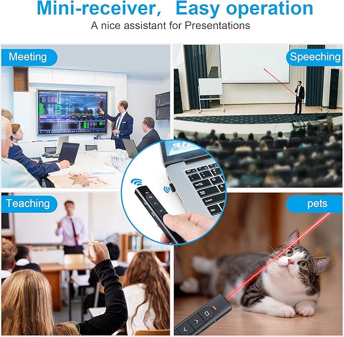 (2 Units) Wireless Presenter Remote, Presentation Clicker with Hyperlink & Volume Remote Control PowerPoint Office Presentation Clicker for Keynote/PPT/Mac/PC/Laptop