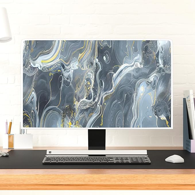 Baocicco Gray Gold Marble Waterproof 55 Inch TV Dust Cover Anti-Static Dustproof Protective Aesthetic Texture Screen TV Covers Full Body Cover for Television Screen Desktop PC LED LCD OLED