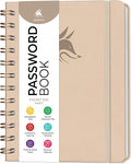 Clever Fox Password Book Spiral – Mini Internet Address & Password Organizer with Laminated Alphabetical Tabs – Small Password Keeper Journal – Hardcover, Pocket Size, 4.7x5.7” (Seashell)