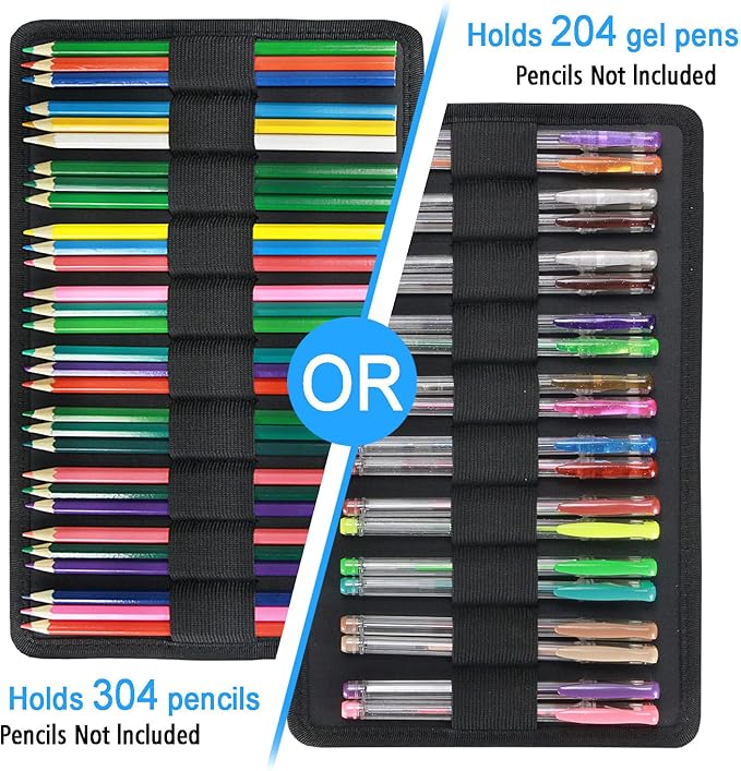 YOUSHARES Big Capacity Colored Pencil Case - 300 Slots large Pen Case Organizer with Multilayer Holder for Prismacolor Colored Pencils & Gel Pen (Grey)