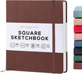 Beechmore Books Square Sketchbook – 8x8 Premium Vegan Leather Bound Large Sketch Book Hardcover with 156 Thick 160gsm Perforated Ivory Pages, Blank Sketch Pad, Gift Boxed Back Pocket, Ribbon Bookmark