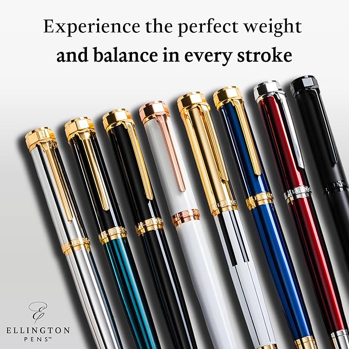 Ellington Pens Luxury Fountain Pen Set - Smooth Medium Nib - Includes 3 Ink Cartridges, Refillable Ink Converter, Gift Box - Fountain Pens For Writing, Calligraphy, Journaling (The Presidential Oath)