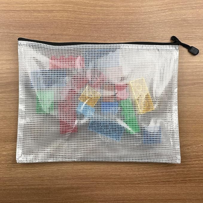 Oaimyy-18PCS-7 x 11" Mesh Zipper Pouch, Plastic Zip File Folders Puzzle Bags Large Reusable Zipper Pouches for Organizing Classroom Board Game Organization,Home Storage-(Multicolor)