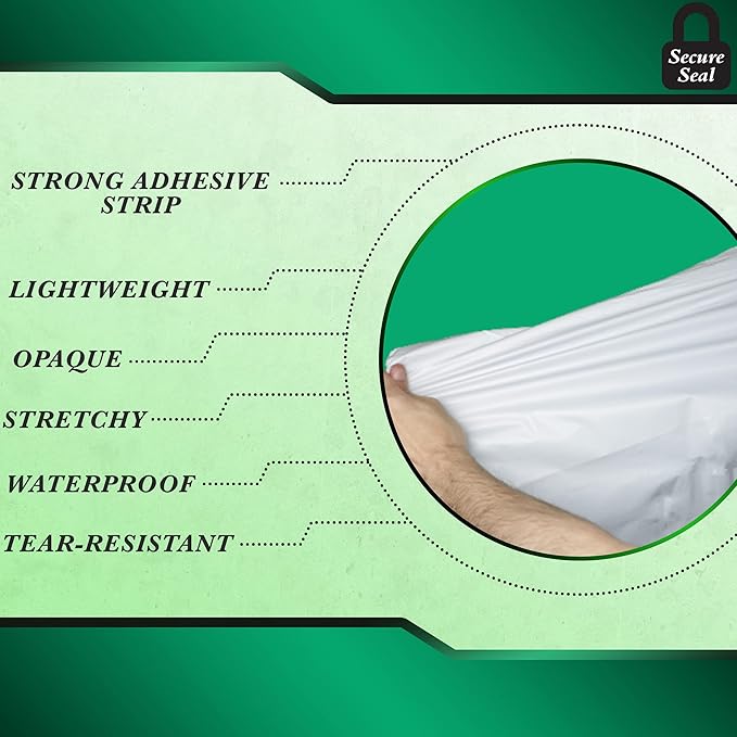 100 Pack Secure Seal White Poly Mailers - 26x32 Safe Shipping Bags - E-Commerce Self Sealing 2 Mil Poly Envelopes