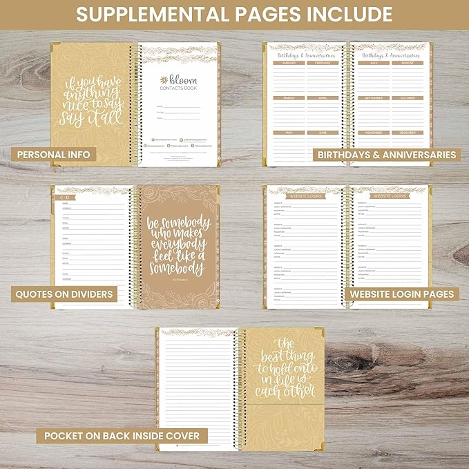 bloom daily planners New Address Book with Alphabetical Tabs - Hardcover Contact Book & Password Book Organizer for Addresses, Phone Numbers, Birthdays & Anniversaries (6” x 8.25”) - Marble