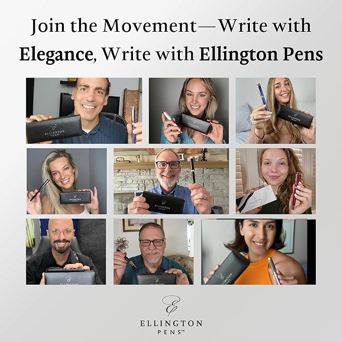 Ellington Pens Luxury Fountain Pen Set - Extra Fine Nib- Includes 3 Ink Cartridges, Refillable Ink Converter, Gift Box- Fountain Pens For Writing, Calligraphy, Journaling, Sketching (Midnight Rose)