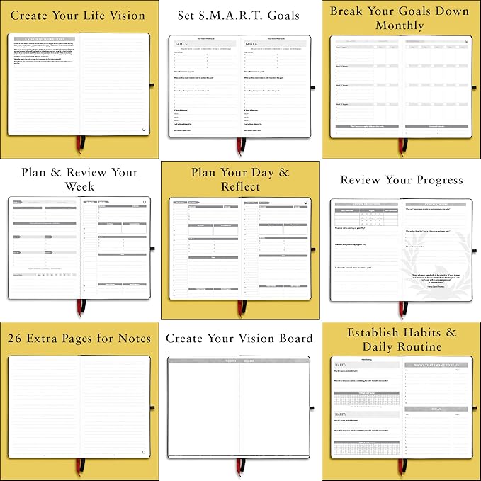 The Phoenix Planner - Best Daily Calendar and Agenda for Goal Setting, Boost Happiness and Productivity - Gratitude Journal, Habit Tracker, Quarterly Business Planner - 6 Months, Undated (Charcoal)