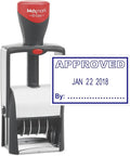 MaxMark Heavy Duty Self Inking Date Stamp with Phrase Approved - Blue Ink