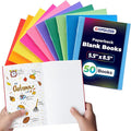 Hygloss Blank Books - Bulk 50 Pack – 5.5" x 8.5" A5 Assorted Colors – Paperback Blank Books for Kids to Write Stories, Doodle Art – Plain Drawing Sketchbook, Unlined Journal, Notebook Without Lines