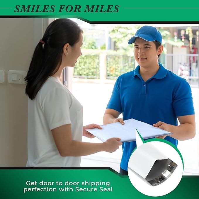 500 Pack Secure Seal White Poly Mailers - 19x24 Safe Shipping Bags - E-Commerce Self Sealing 2 Mil Poly Envelopes for Shipping