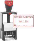 MaxMark Heavy Duty Self Inking Date Stamp with Phrase Completed - Red Ink