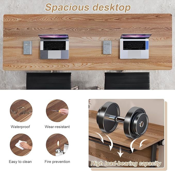 Conference Table Flip Top Mobile Conference Room Tables,Folding Conference Table with Wheels,Large Meeting Training Seminar Table Saving Space for Office Classroom(2B,61'')