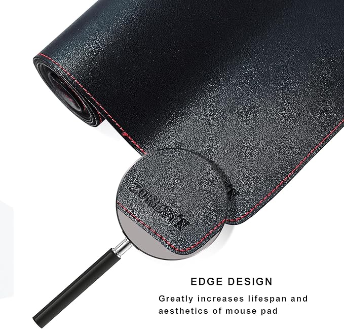 ZORESYN Leather Desk Mat 31.5 x 23.6 Inch (Black) - Extended Widen Mouse Pad, Waterproof Faux Leather Desk Pad with Non-Slip Base for Office & Home