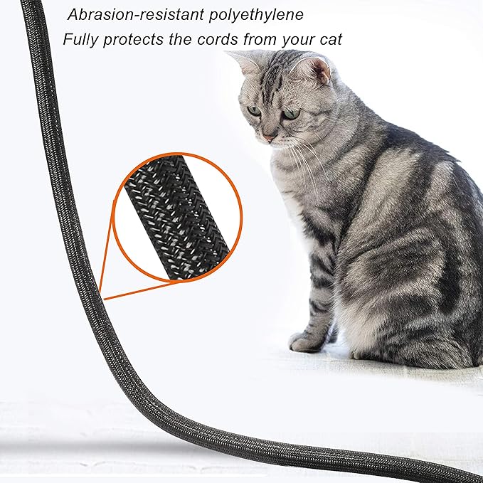 CrocSee 25ft - 1.25 inch Braided Cable Management Sleeve Cord Protector - Self-Wrapping Split Wire Loom for TV/Computer/Home Theater/Engine Bay - Black