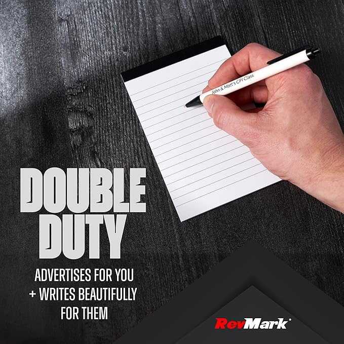RevMark Personalized Ballpoint Pen, Custom Printed Name, Business or Event Information, Timeless Advertising, USA Made Pens, Promotional Marketing, Smooth Black Ink, Bulk Pack, (Green,100 Ct.)