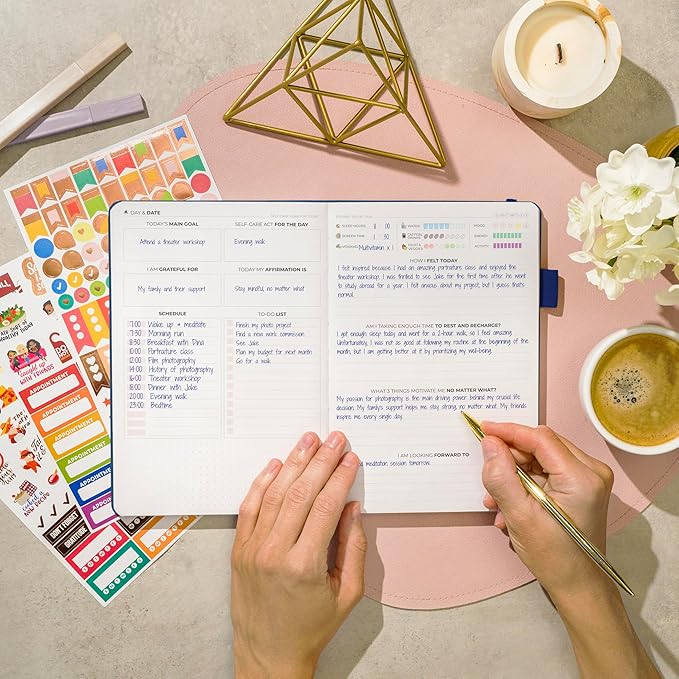 Clever Fox Self-Care Journal – Daily Reflection Notebook – Mental Health & Personal Development Planner, Meditation & Mood Log, A5 (Mystic Blue)