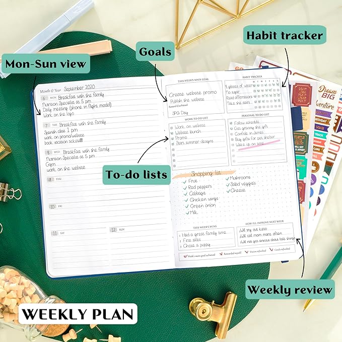 Legend Planner – Weekly & Monthly Life Planner to Hit Your Goals & Live Happier. Organizer Notebook & Productivity Journal. A5 (Mystic Blue)