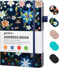 Comkiso Address Book with Individual Alphabetical Tabs Laminated, Large Print Address Book with 468 Wide Lining Entry Spaces, Change of Address Labels, Hardcover Address Book 5.7 x 8.5" - Bloom