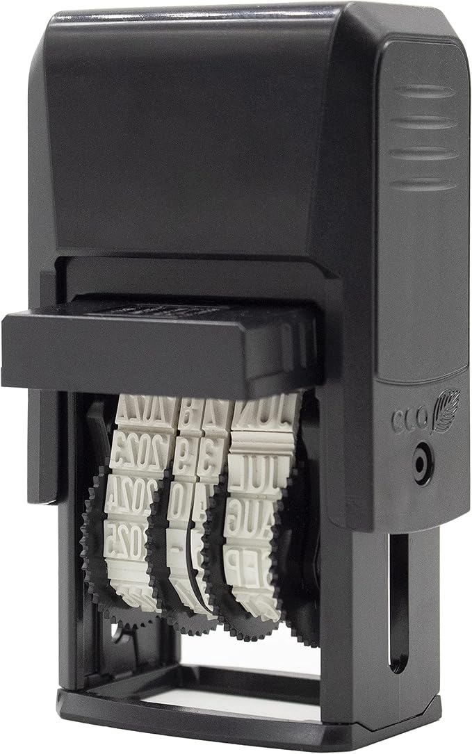 ZIGEL D50 Date Stamp with Your Custom Text - Self Inking Date Stamp - Blue/Red