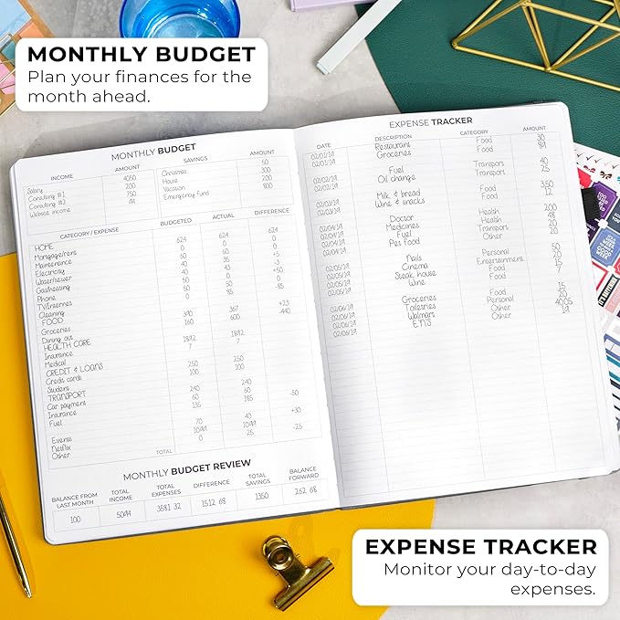 Clever Fox Planner Pro Premium – Luxurious Weekly & Monthly Planner with Budget Organizer for Productivity & Goals, Undated, A4 (Silver Black)