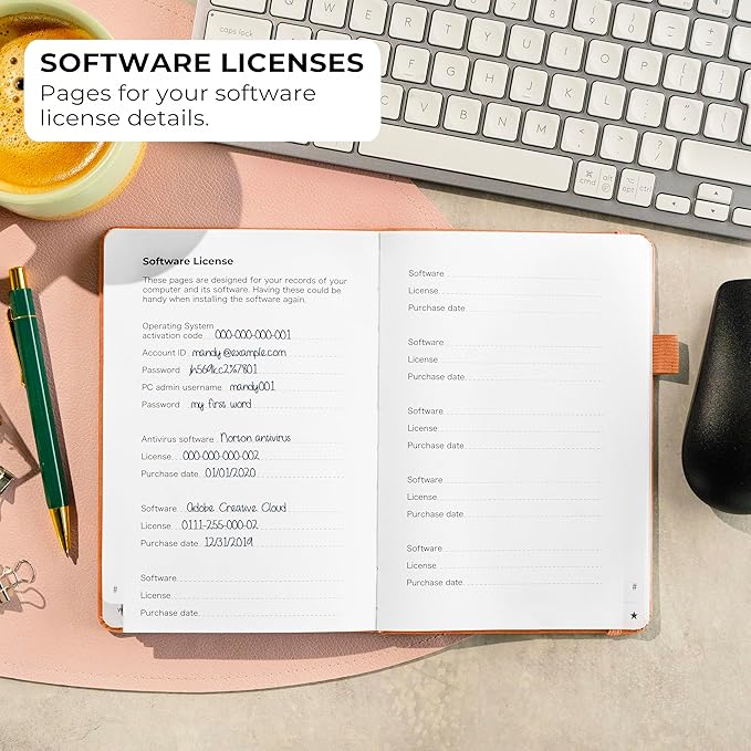 Clever Fox Password Book with alphabetical tabs. Internet Address Organizer Logbook. Medium Password Keeper for Website Logins (Orange)