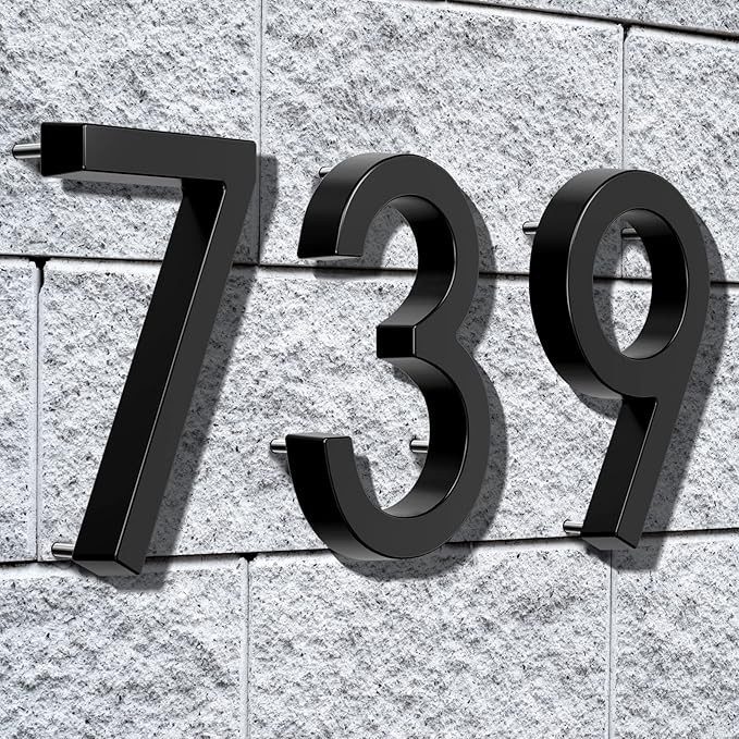 6" Floating Stainless Steel Address House Number, Modern Metal Anti-Rust House Numbers with Nail Kits for Door Garden Mailbox Decor Visibility Signage (0)